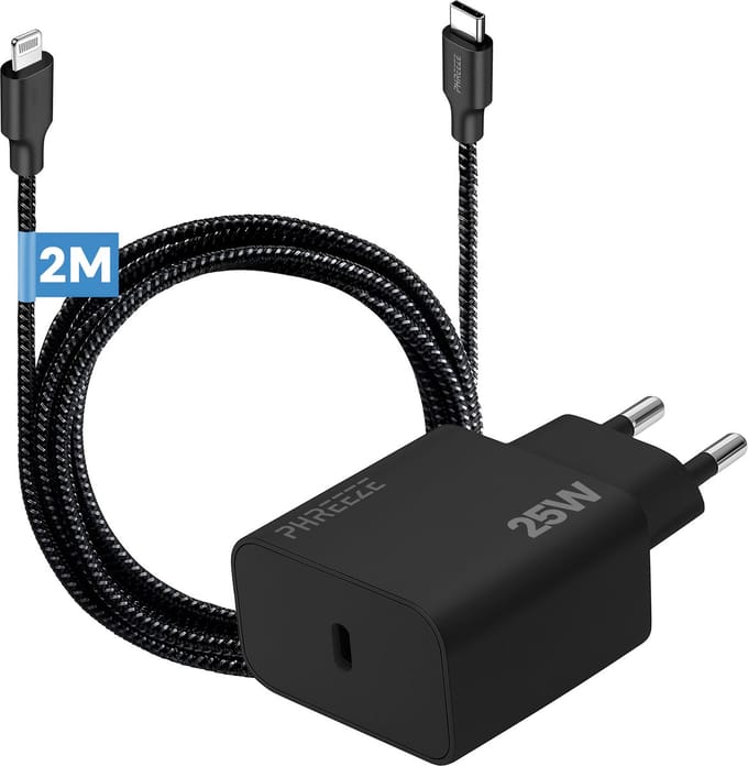 Usb C adapter 25w - Geschikt voor iPhone en iPad met Lightning kabel - Snellader - 2 meter