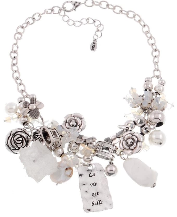 Behave Ketting met grote stenen en bloemen