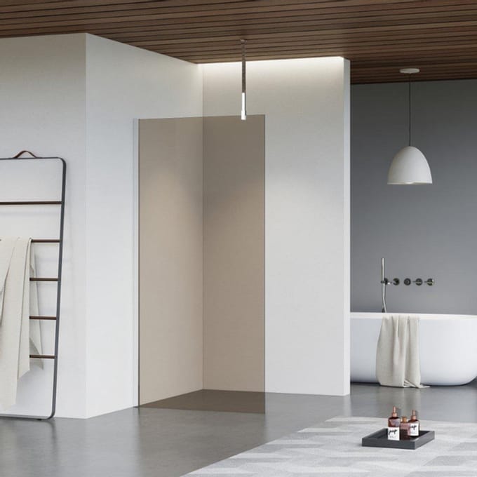 FugaFlow Eccelente Vetro inloopdouche - 180x200cm - rookglas - plafondarm - chroom