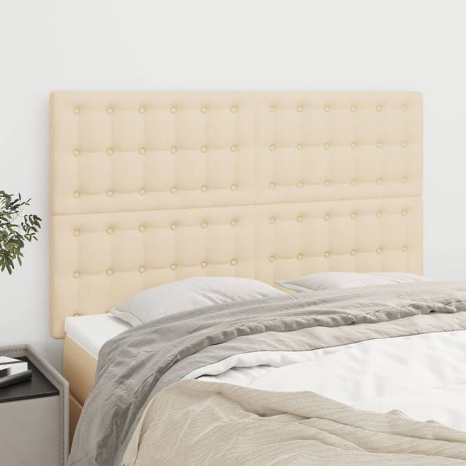 vidaXL - Hoofdbord - crème - 144x5x118/128 - cm - stof