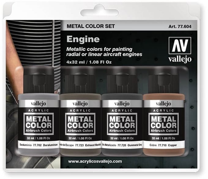 Vallejo Hobbyverf - 77604 Engine - Metal Color Set Verf set - 4x 32 ml