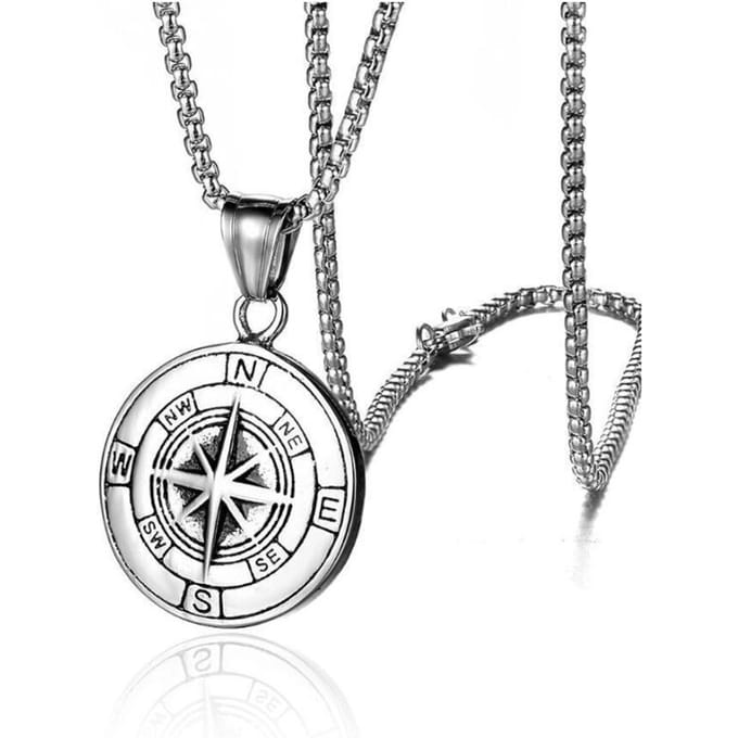 Mode Nouveau Compas Collier Homme Pendentif Moulé Compas Viking