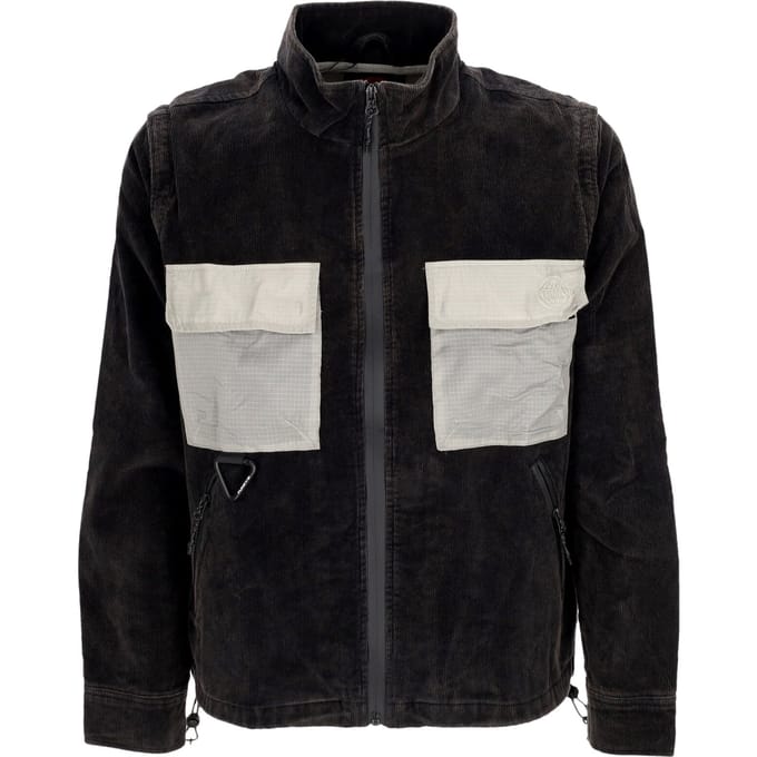 Rond corduroy jack voor heren, gewassen zwart