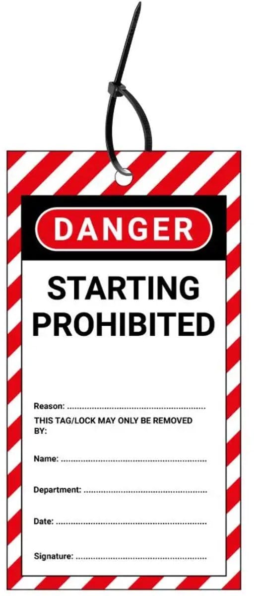LOTO tags starting prohibited EN - 10 stuks - inclusief tiewraps