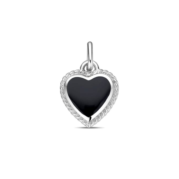 zilver gerhodineerd hanger hartje onyx 1338823