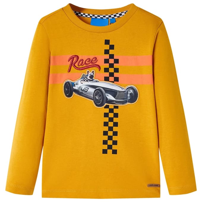 vidaXL Kindershirt met lange mouwen 116 okerkleurig