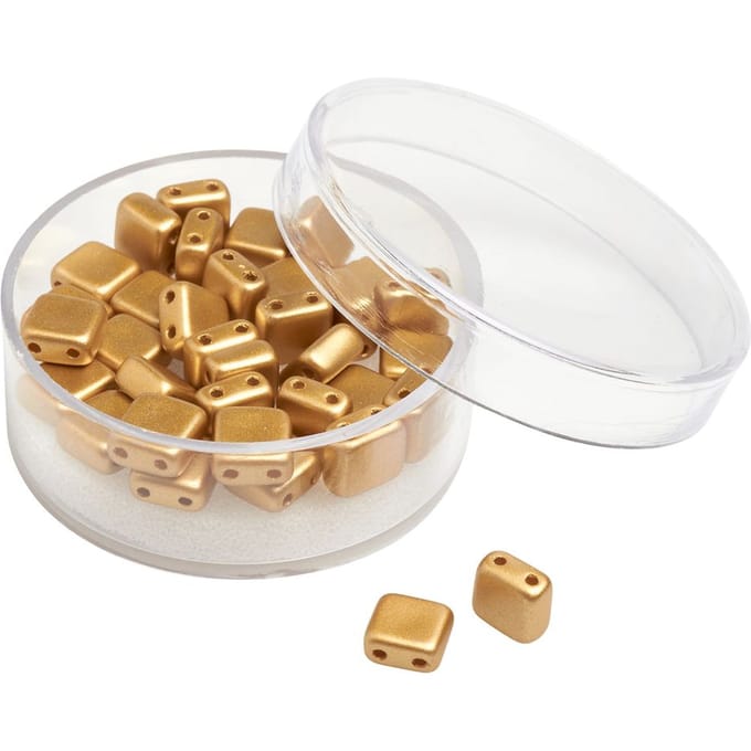 Glaskraal "Vierkant", 35 stuks - Goud