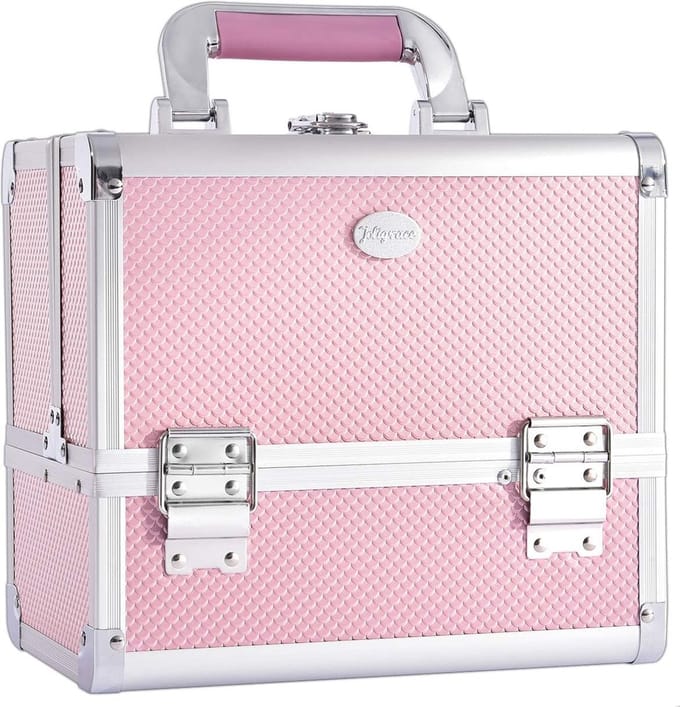 Make-upkoffer - Make-Upetui - Make-Upkoffer - Aluminium Beautykoffer - Afsluitbare Nagelkoffer - Multifunctionele Koffer - Roze