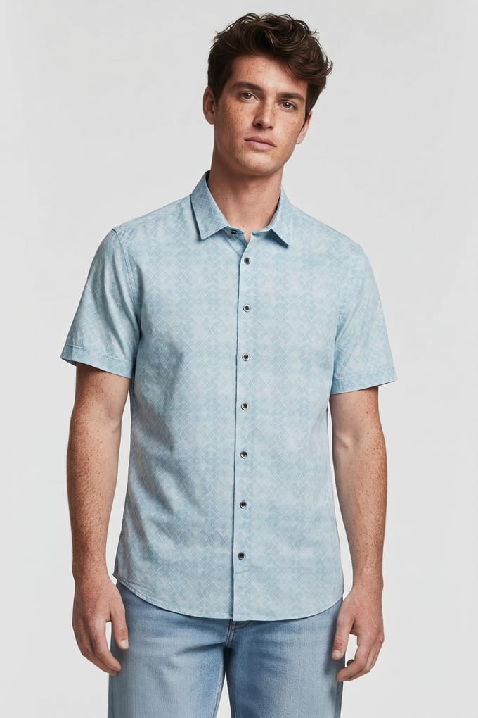 No Excess Shirt Short Sleeve Allover Printed Cloud Größe: S | Casual hemden Outlet | Herren