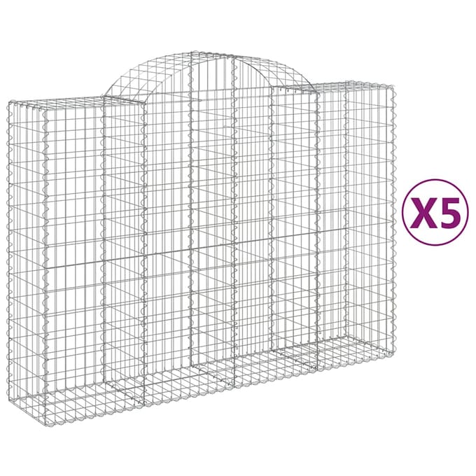 vidaXL - Schanskorven - 5 - st - gewelfd - 200x50x140/160 - cm - ijzer