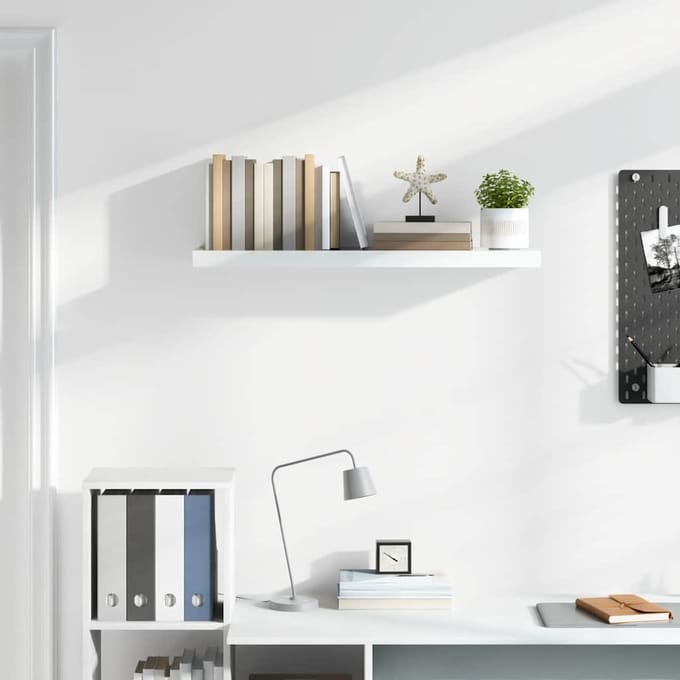 vidaXL - Wandschap - zwevend - 90x23,5x3,8 - cm - MDF - hoogglans - wit