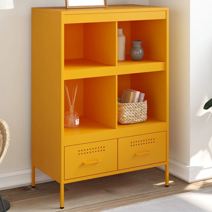 vidaXL - Hoge - kast - 68x39x101,5 - cm - staal - mosterdgeel