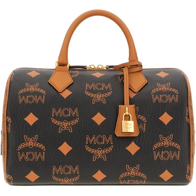 MCM Klassieke Print Metalen Hardware Boston Tas Dames Schoudertas Zwart MWBEAEA04BK Basic Set (Bag+Dust Bag) brown