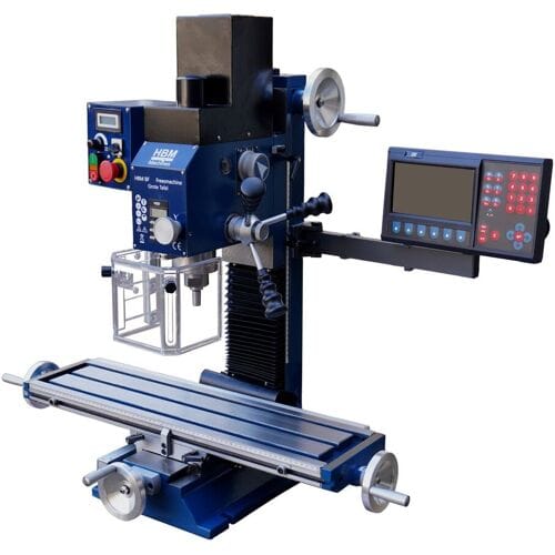 HBM BF 30 freesmachine met grote tafel, 3-assige DRO, ISO30, 1.100 W, 230 V, metalen bewerking