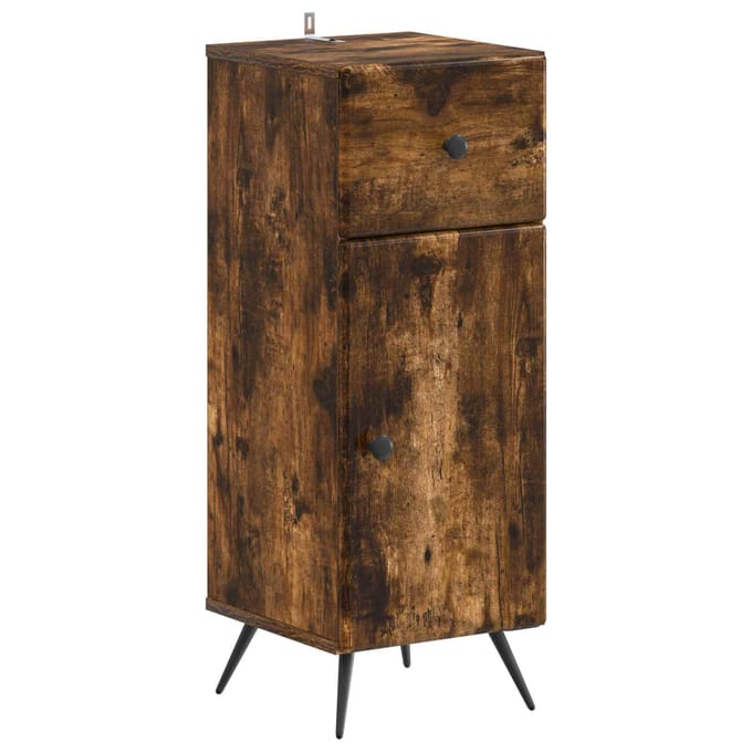vidaXL - Badkamer - Opbergkast - BREDA - Gerookt - eiken - 30 - x - 31 - x - 80 - cm