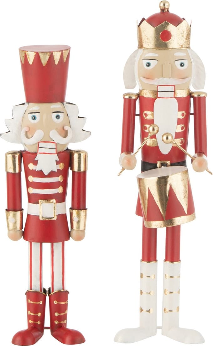 J-Line figuur Notenkraker - ijzer - rood/wit - small - 2 stuks