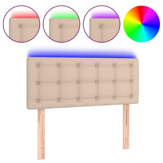 vidaXL - Hoofdbord - LED - 100x5x78/88 - cm - kunstleer - cappuccinokleurig
