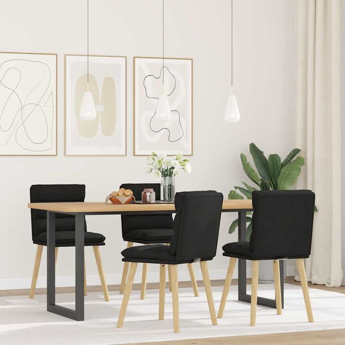 vidaXL - Eetkamerstoelen - 4 - st - stof - zwart