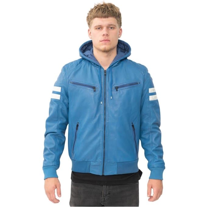Retro leren herenbomberjack met capuchon - Skopje