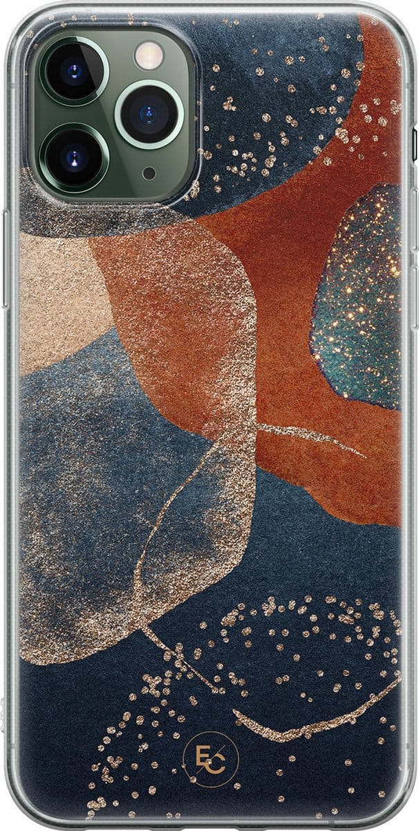 Hoesje geschikt voor iPhone 11 Pro Max - Abstract Terracotta - Soft Case - TPU - Print - Multi - ELLECHIQ