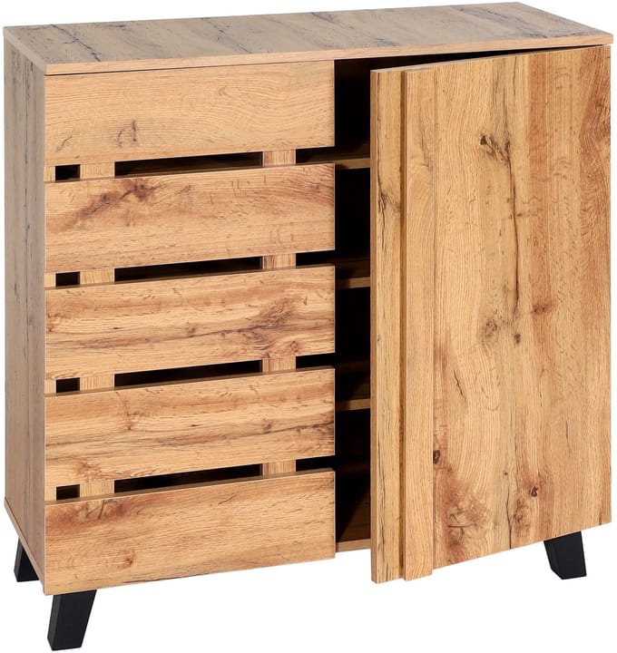 Ladekast MCW-M46, dressoir highboard, 2 deuren 88x80x34cm, natuurlijke kleur