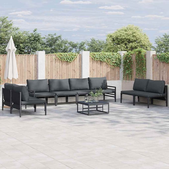 vidaXL - Tuinbank - Set - 8 - st - Zwart - Staal