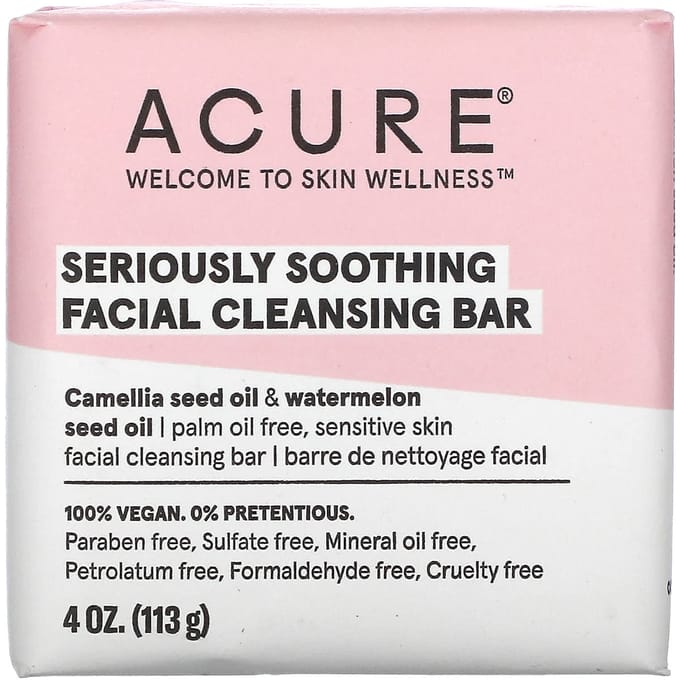ACURE, Seriously Soothing Facial Cleansing Bar, 4 oz (113 g) white