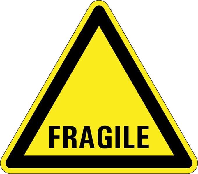 Waarschuwingsbord tekst fragile - kunststof 400 mm