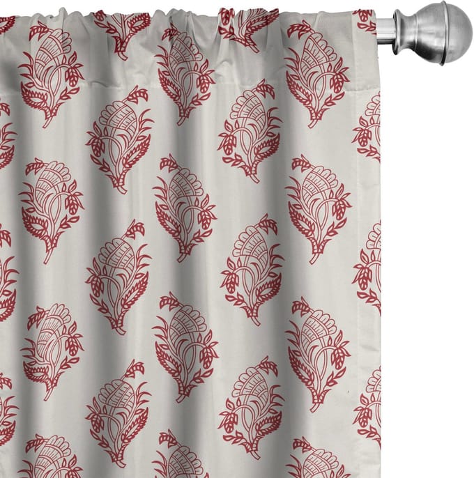 ABAKUHAUS Voorhangen – Jacobeaans Bloemenpatroon – 2x75x245 cm – Microfiber