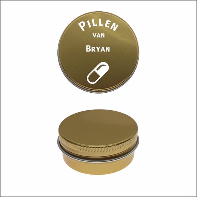 Pillen Blikje Met Naam Gravering - Bryan