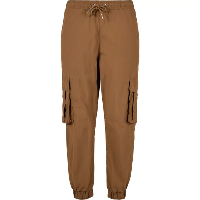 Urban Classics - High Waist Crinkle Nylon Cargobroek - XS - Bruin