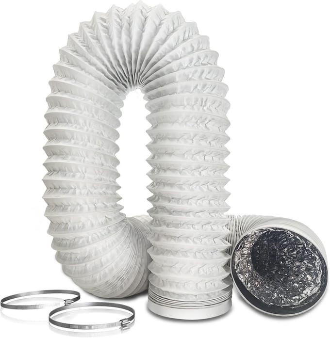 Flexibele PVC Afvoerslang 75mm - 6 Meter Ventilatiebuis met Klemmen