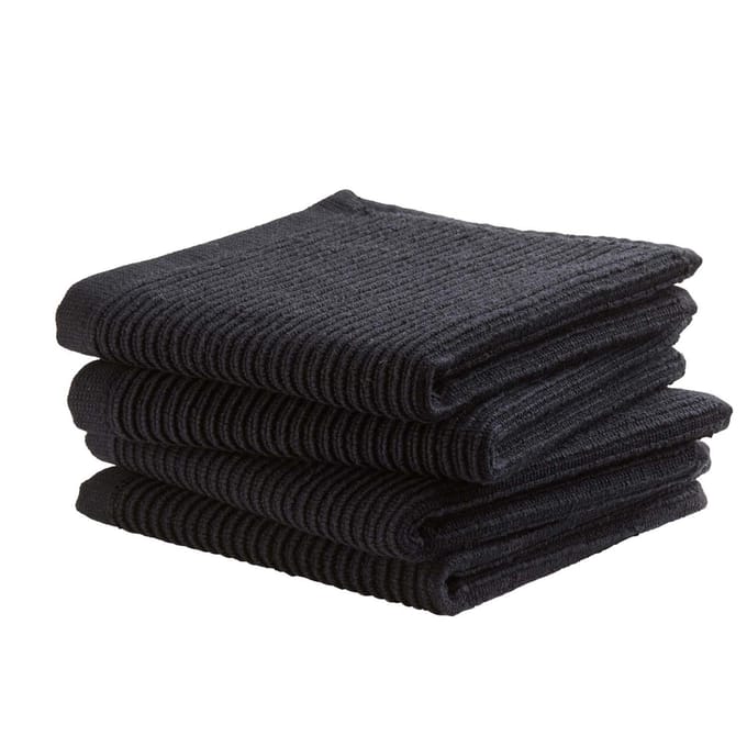 DDDDD - Basic - 4x Vaatdoek - Set van 4 - Katoen - 30x30cm - Zwart