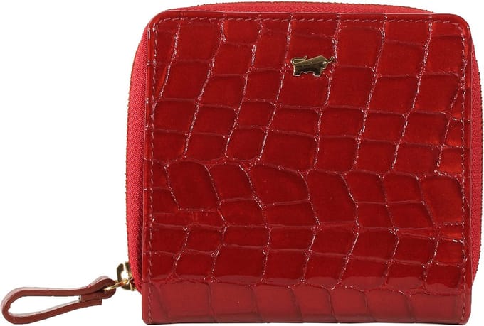 Braun Buffel Verona Portemonnee Dames & Heren - Ritsportemonnee - Leer - Rood Croco