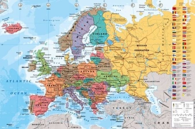 Poster - Europakaart - 60 x 90cm