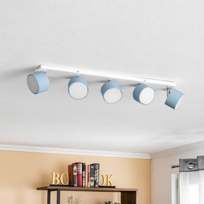 Eko-Light Plafondspot Cloudy 5-lamps blauw