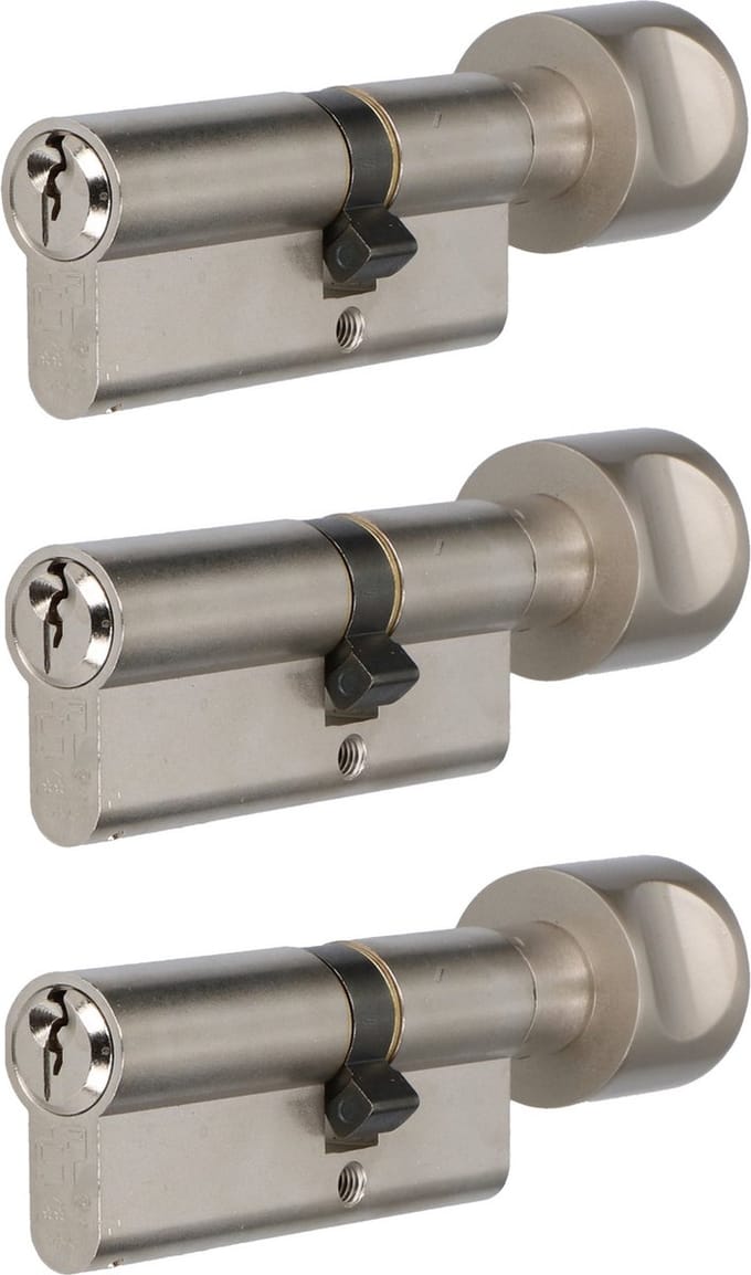 S2 knopcilinder 30/30 SKG** set van 3 stuks gelijksluitend
