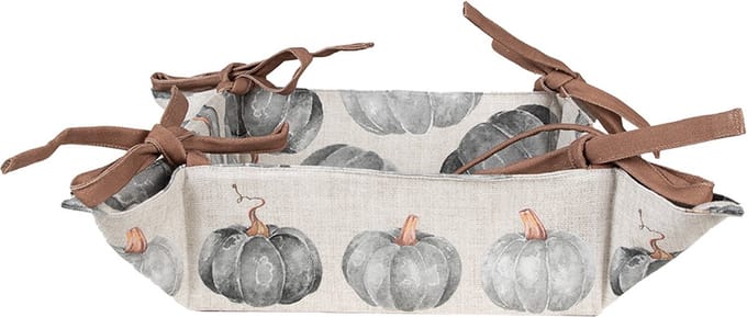Clayre & Eef Broodmand Overig 35x35x8 cm Grijs Katoen Pompoen Herfst decoratie