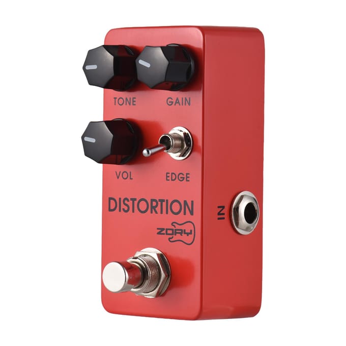 Pédale d'effets de distorsion métal pour guitare ZORY TONE/GAIN/VOL/EDGE DC 9V Interface d'entrée/sortie 6,35 mm rouge