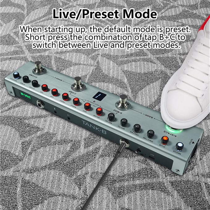 Bass Multi-effectpedaal 3-bands equalizers XLR gebalanceerde uitgang 3 vertragingen 3 reverbs Baseffecten zilver