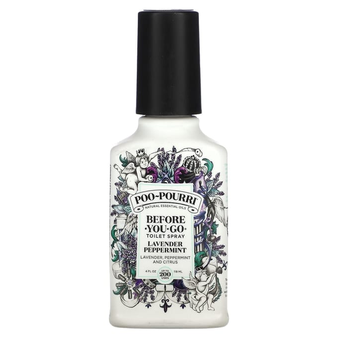 Poo-Pourri, Before-You-Go® Bodemspray, Lavendel Pepermunt, 118 ml (4 fl oz) black