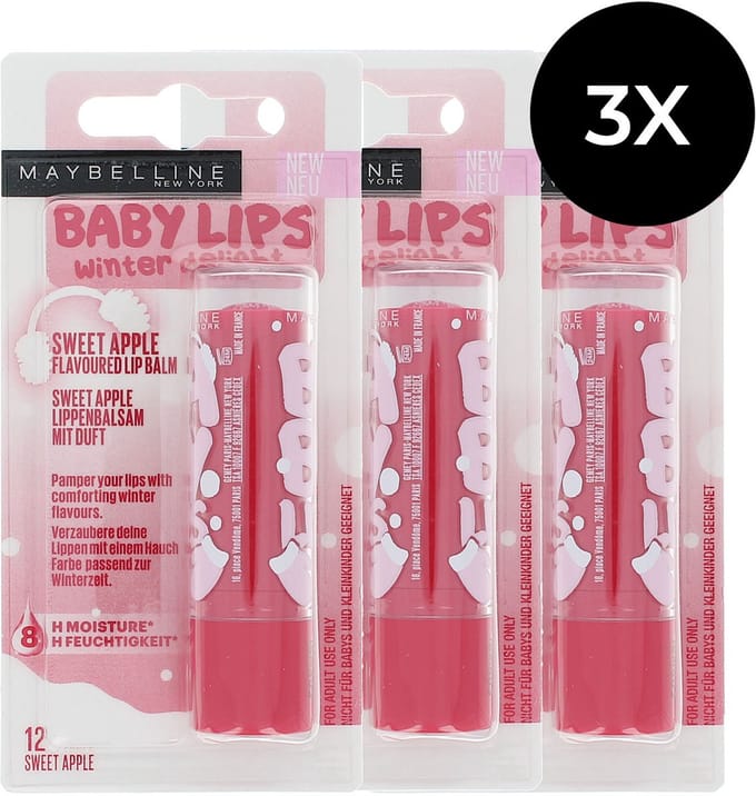 Maybelline Baby Lips Winter Delight Sweet Apple Lippenbalsem - 3 x 4 ml