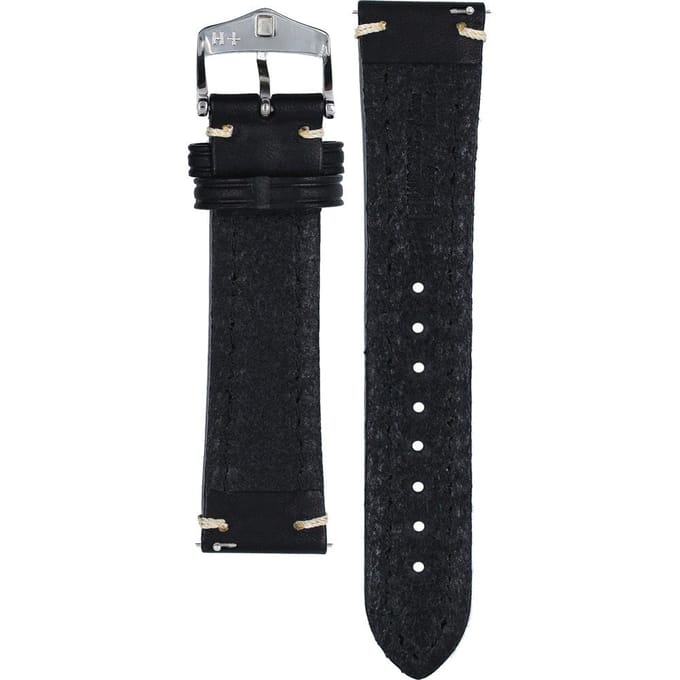 Hirsch Horlogeband Wild calf Zwart - Leer - 22mm