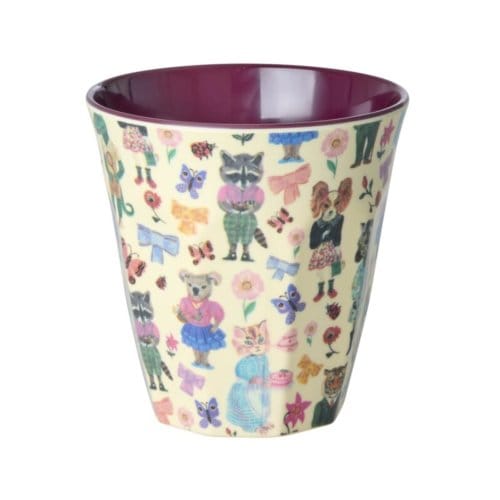 Rice melamine beker met nathalie lété print, bordeaux, 250 ml