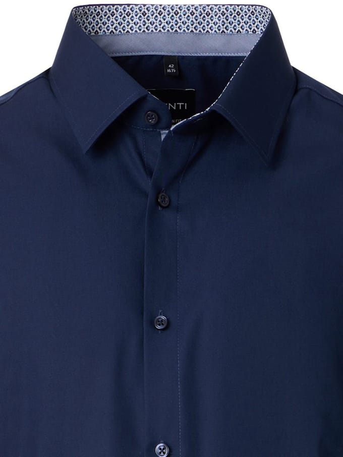 Blauw Overhemd Heren Strijkvrij Modern Fit Venti - M