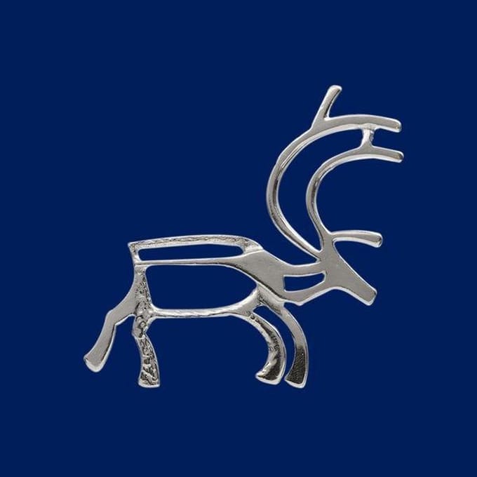 AuBor ®. Broche. Zilver. Het rendier. Zilveren broche