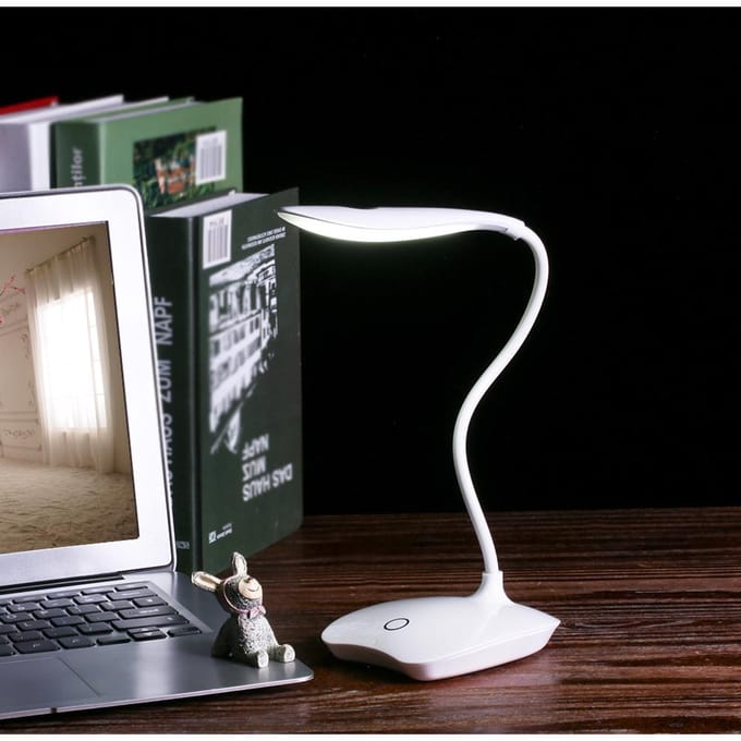 Decdeal Dimbare LED Touch Control Bureaulamp Lamp USB Voor Werken Kamperen gray