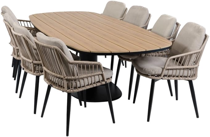 Tuinset Isabel/Tower | 8 personen | Deens ovaal 260 cm | Rope & Tecon Teak