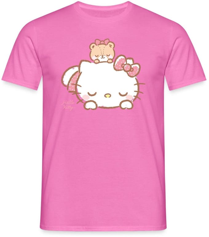 Hello Kitty Met Teddy Op Haar Rug T-Shirt Heren
