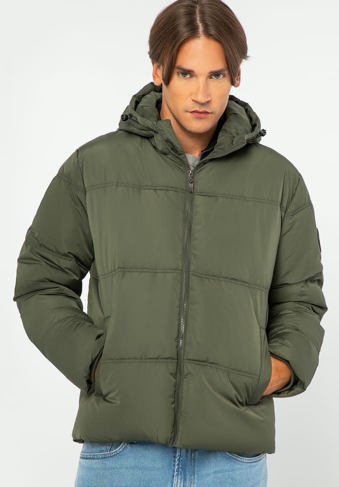 Wittchen Heren Gewatteerde Jas met Monogram Donkergroen Polyester